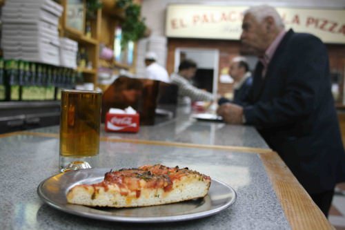 Pizza and beer in Buenos Aires